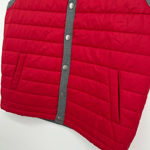 Men's Red Grey Barbour Weather Comfort Essential Gilet Quilted Snap Vest XL - Picture 5 of 8